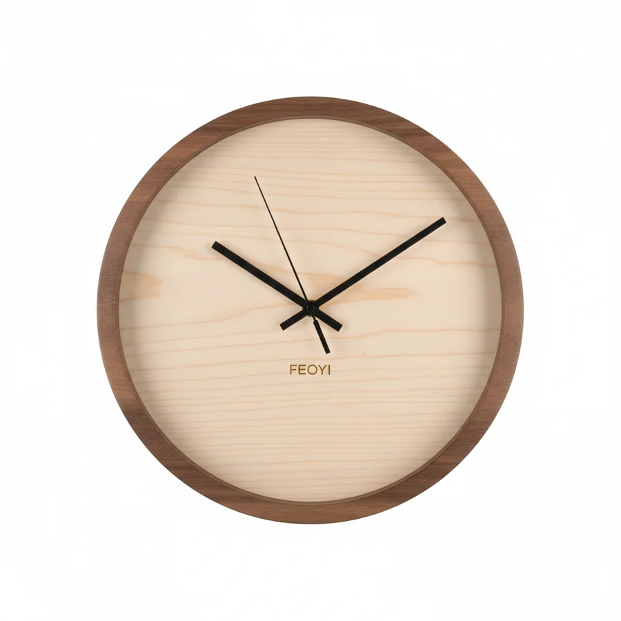 FEOYI silent wooden wall clock