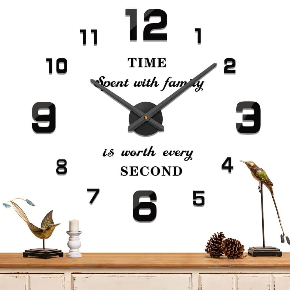 Shisedeco large 3D mirror clock