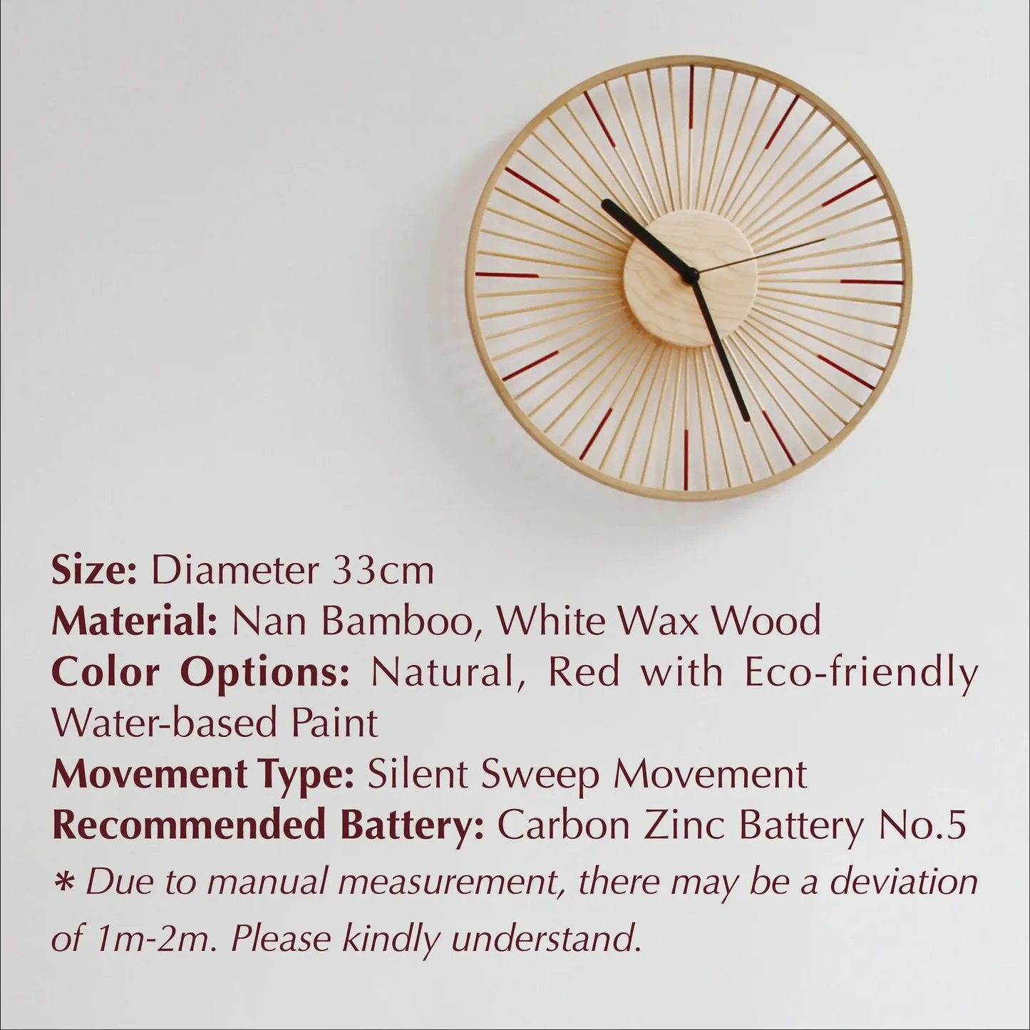 SOLEDI bamboo silent wall clock image 3