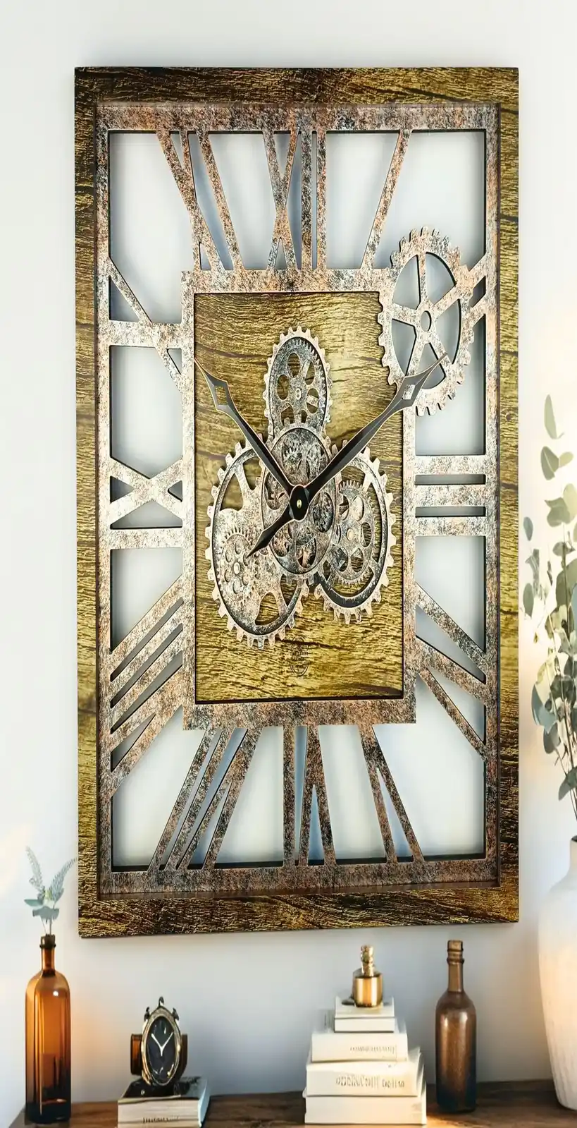 Ufengke vintage gear wall clock